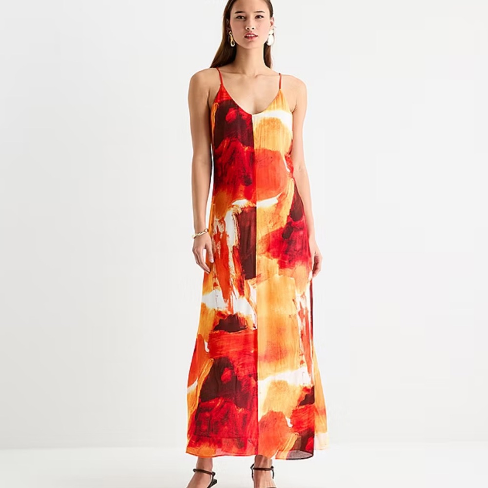 worthington Abstract Red and Orange Maxi Dress size Large